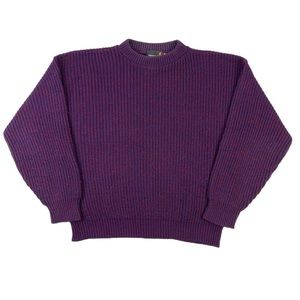 Vintage Sasson Mock Neck Knit Sweater Purple Marled Knit Jumper Womens Large